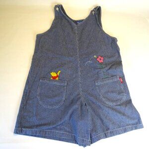 Vintage Winnie the Pooh Embroidered Romper Plaid Check Shorts Size 16 Cotton